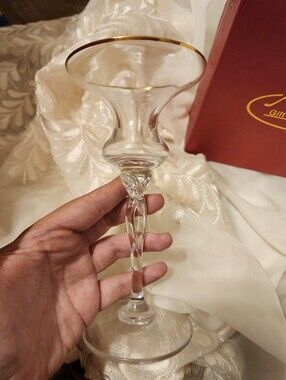 Elegant Vintage Oneida Crystal "Heiress Gold" 24kt Taper Candlestick Holder